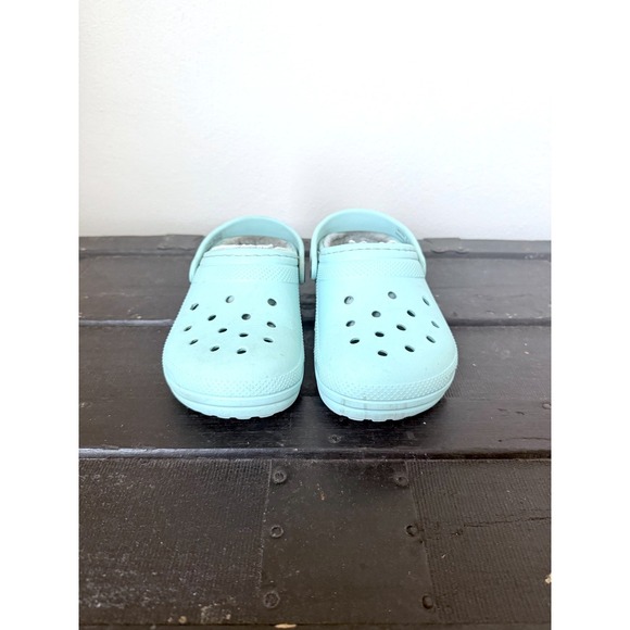Crocs Classic Lined Clog Kids Aquamarine Blue Mint Slides Size Toddler Kids 13 - Picture 2 of 10